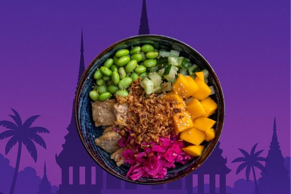 Poke bowl thaï Zen veggie équilibré préparé à Gif-sur-Yvette
