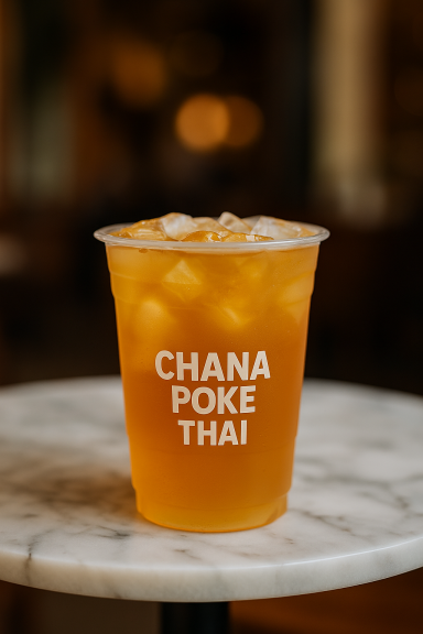 Thé glacé thaï fruité servi bien frais à Gif-sur-Yvette